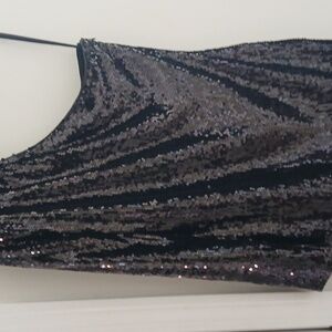 Sequin One Shoulder Black Dress Size 8